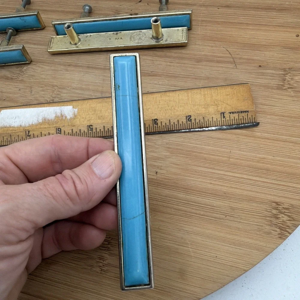 Porcelain Drawer Pulls Blue Gold‎ American Revolutionary Bicentennial Set Of 6